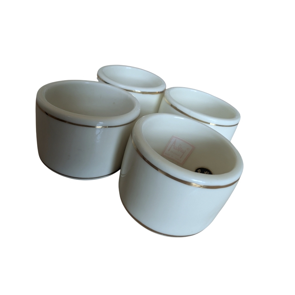 Vgt. Audrey Bone China Napkin‎ Rings with Gold Trim - Set of 4